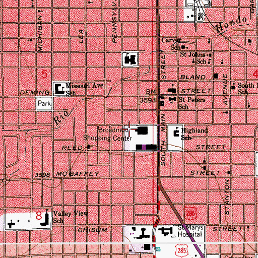 Topographic Map of Broadmoor Shopping Center, NM