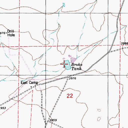 Topographic Map of Broke Tank, NM