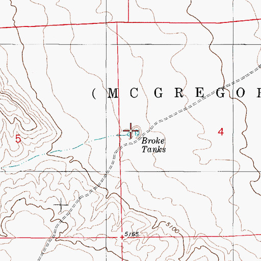 Topographic Map of Broke Tanks, NM