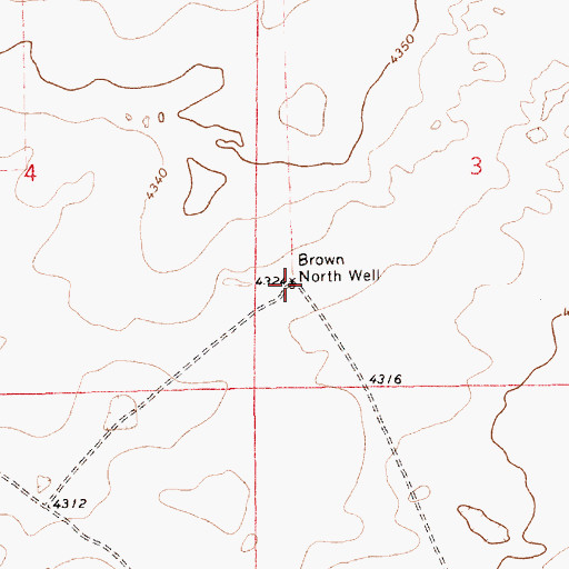 Topographic Map of Brown North Well, NM
