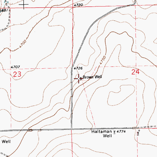Topographic Map of Brown Well, NM