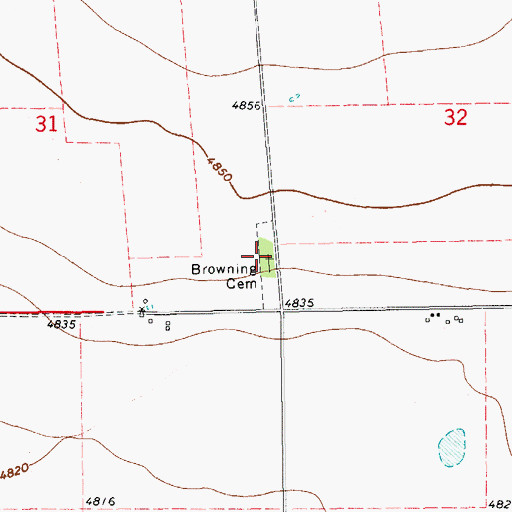 Topographic Map of Browning Cemetery, NM