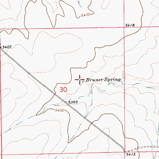 Topographic Map of Bruner Spring, NM