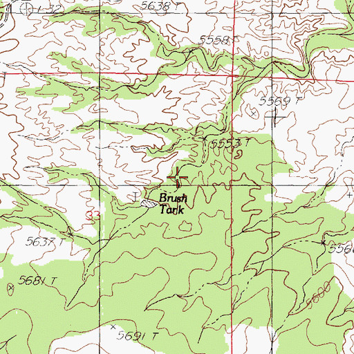 Topographic Map of Brush Tank, NM