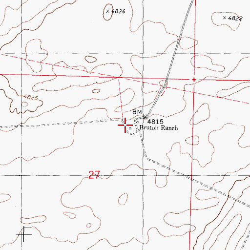Topographic Map of Bruton Ranch, NM