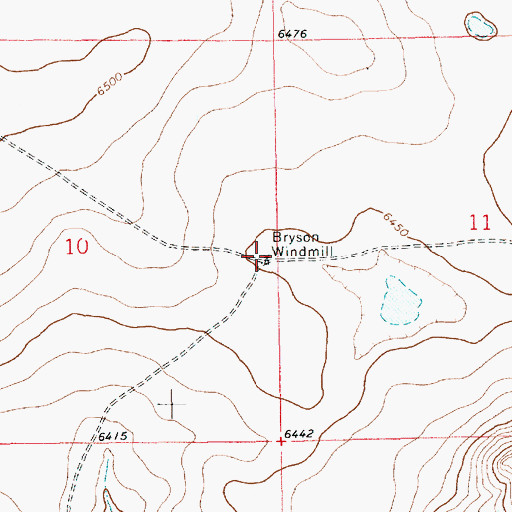 Topographic Map of Bryson Windmill, NM