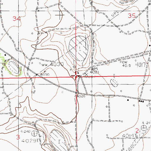 Topographic Map of Buckeye Ranch, NM
