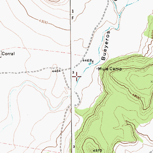 Topographic Map of Bueyeros Canyon, NM