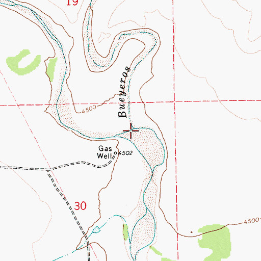 Topographic Map of Bueyeros Creek, NM