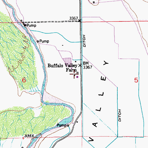 Topographic Map of Buffalo Valley Farm, NM