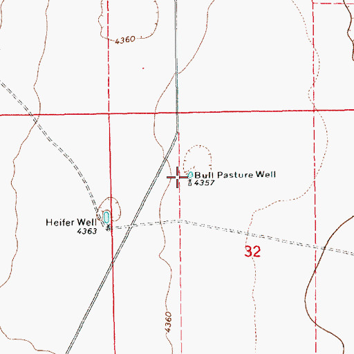 Topographic Map of Bull Pasture Well, NM