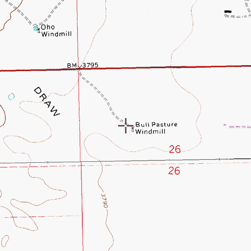 Topographic Map of Bull Pasture Windmill, NM