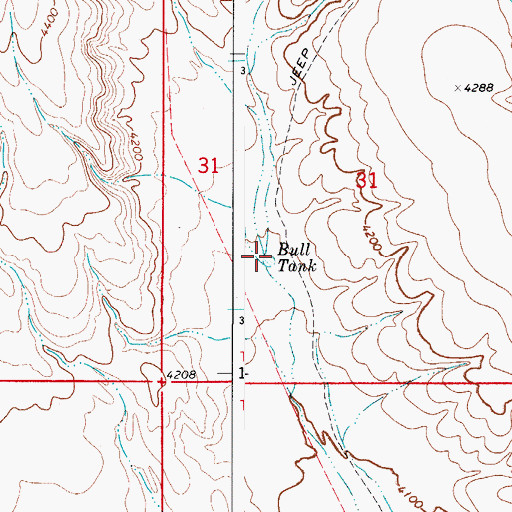 Topographic Map of Bull Tank, NM