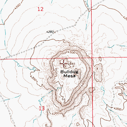 Topographic Map of Bulldog Mesa, NM