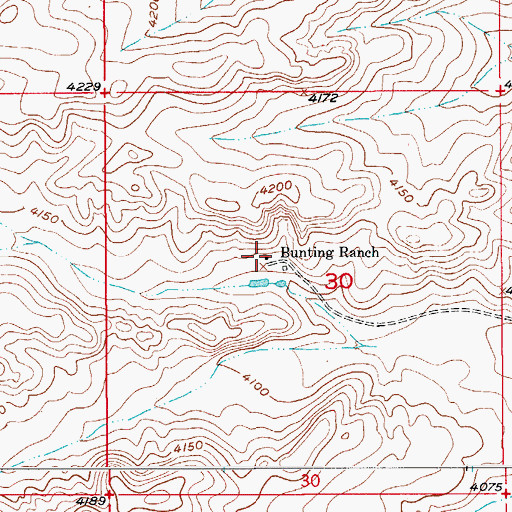Topographic Map of Bunting Ranch, NM