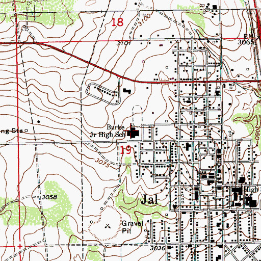 Topographic Map of Burke Junior High School, NM