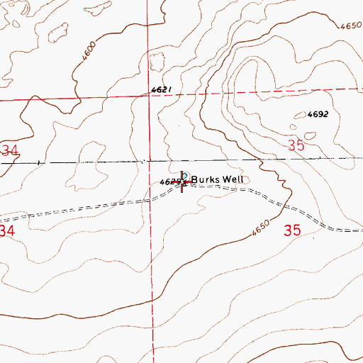 Topographic Map of Burks Well, NM