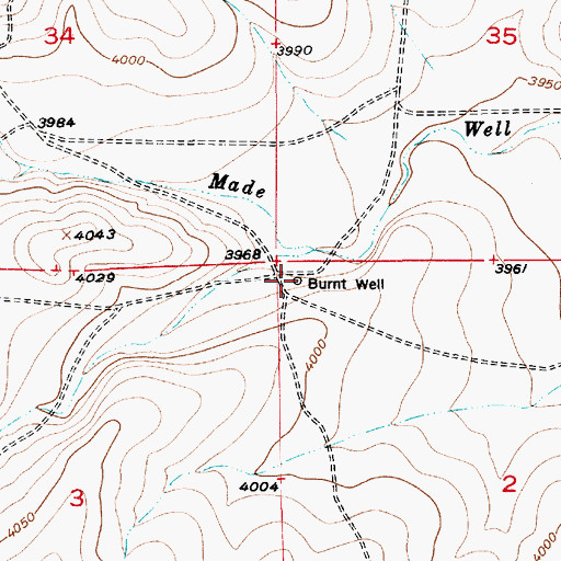 Topographic Map of Burnt Well, NM