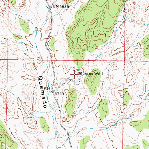 Topographic Map of Bustos Well, NM