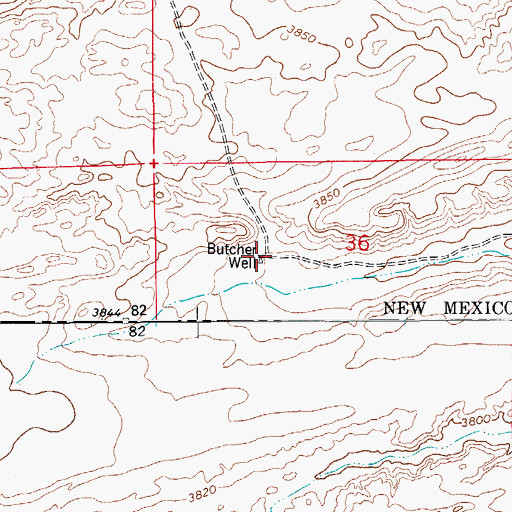 Topographic Map of Butcher Well, NM