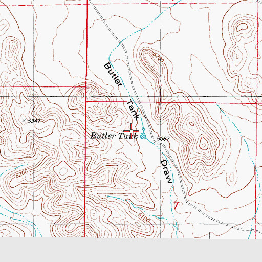 Topographic Map of Butler Tank, NM
