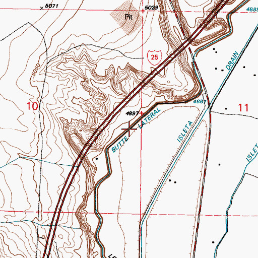 Topographic Map of Butte Lateral, NM
