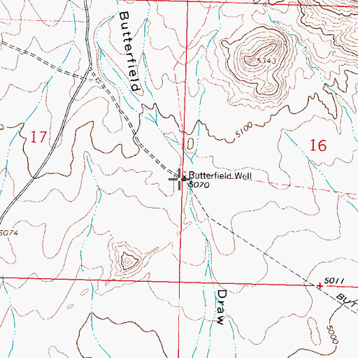 Topographic Map of Butterfield Well, NM