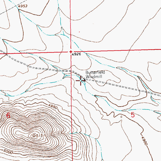 Topographic Map of Butterfield Windmill, NM
