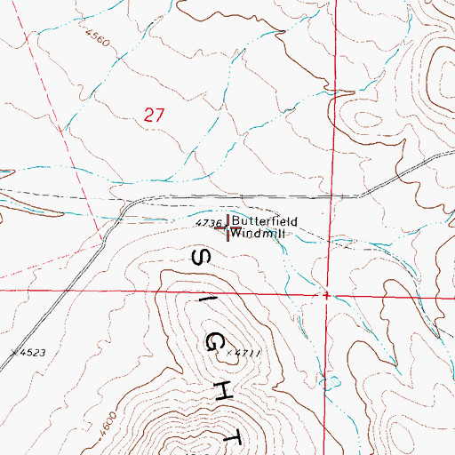 Topographic Map of Butterfield Windmill, NM