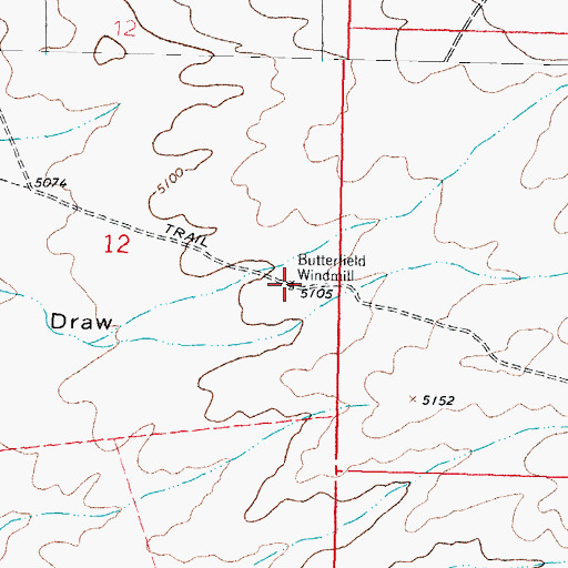 Topographic Map of Butterfield Windmill, NM