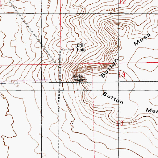 Topographic Map of Button Mesa, NM