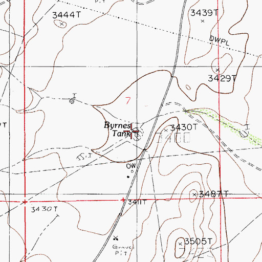 Topographic Map of Byrnes Tank, NM