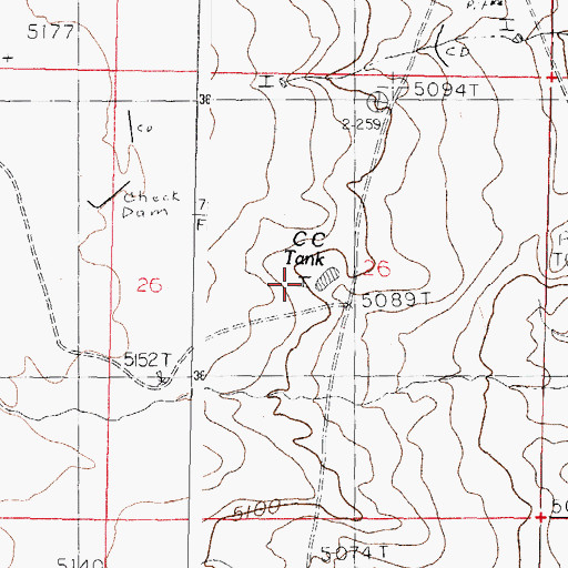 Topographic Map of C C Tank, NM