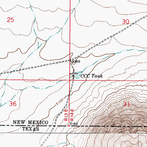 Topographic Map of CCC Tank, NM
