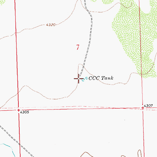 Topographic Map of CCC Tank, NM
