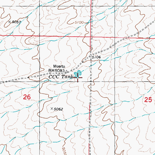 Topographic Map of CCC Tank, NM