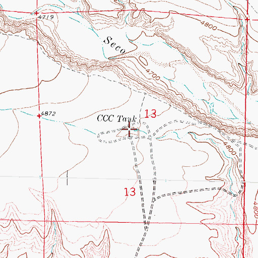 Topographic Map of CCC Tank, NM