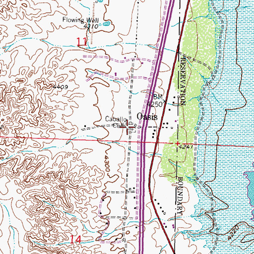 Topographic Map of Caballo Cemetery, NM