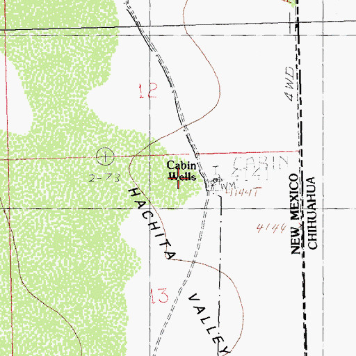 Topographic Map of Cabin Wells, NM