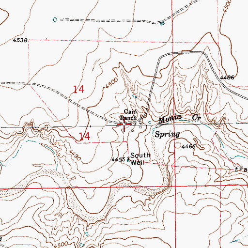 Topographic Map of Cain Ranch, NM