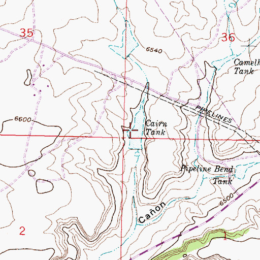 Topographic Map of Cairn Tank, NM