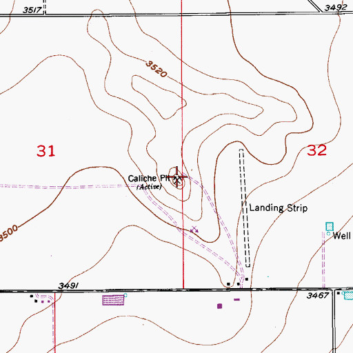 Topographic Map of Caliche Pit, NM
