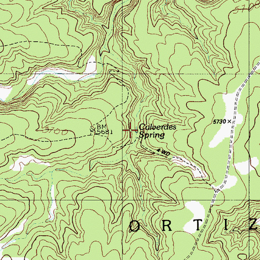 Topographic Map of Calverdes Spring, NM