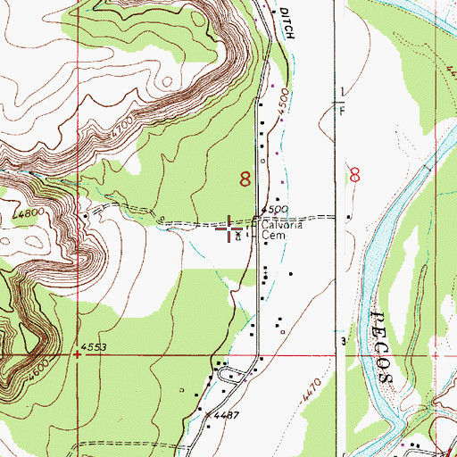 Topographic Map of Calvoria Cemetery, NM