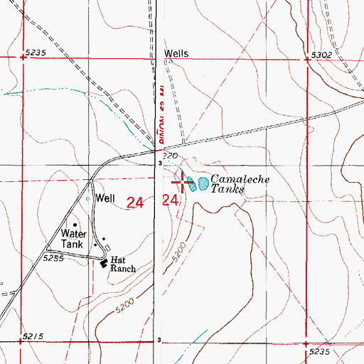 Topographic Map of Camaleche Tanks, NM