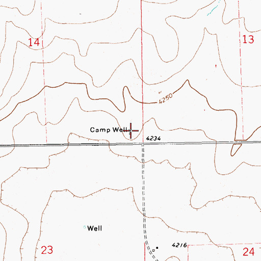 Topographic Map of Camp Well, NM