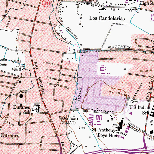 Topographic Map of Campbell Ditch, NM
