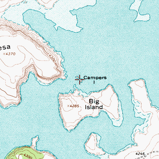 Topographic Map of Campers Island, NM