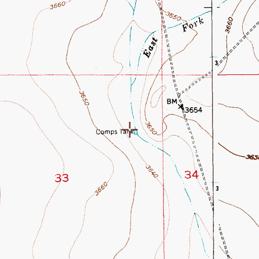 Topographic Map of Camps Tank, NM