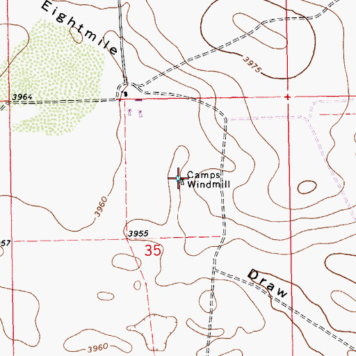 Topographic Map of Camps Windmill, NM